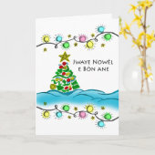 Haïtiaanse kerst, kleurrijke boom en licht kaart (Gele Bloem)