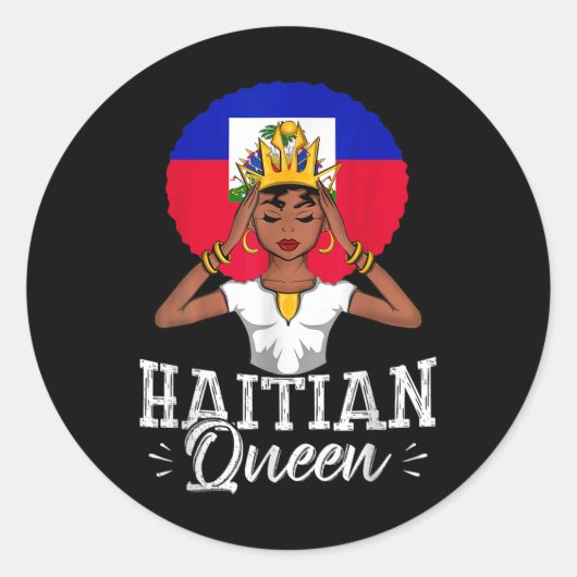 Haïtiaanse koningin Afrocentrische Melanin Crown P Ronde Sticker (Voorkant)