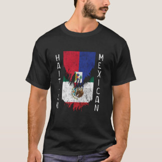 Haïtiaanse Mexicaanse vlaggen gescheurd Haïti Mexi T-shirt