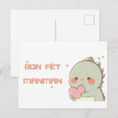 Haïtiaanse Moederdag Groet met Cartoon Dino Briefkaart (Voorkant / Achterkant)