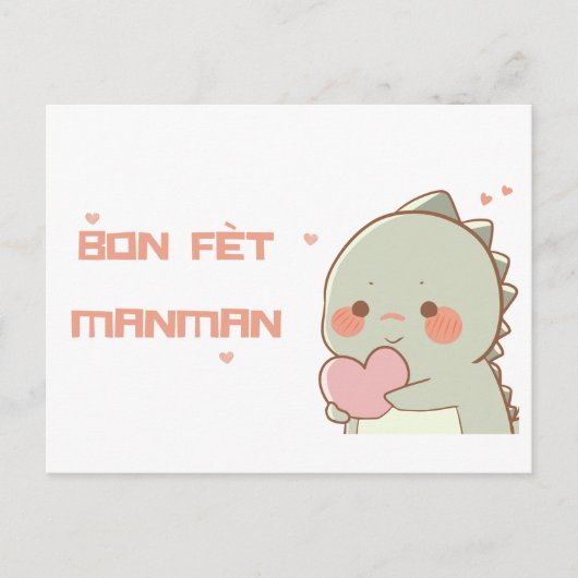 Haïtiaanse Moederdag Groet met Cartoon Dino Briefkaart (Voorkant)