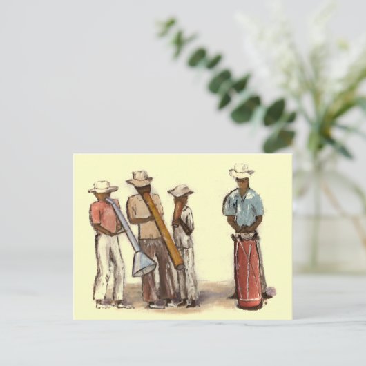 Haïtiaanse straatmuzikanten briefkaart (Staand voorkant)