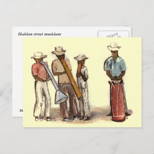 Haïtiaanse straatmuzikanten briefkaart (Voorkant / Achterkant)