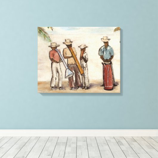Haïtiaanse straatmuzikanten canvas afdruk (Insitu (Houten vloer))