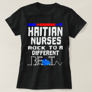 Haïtiaanse verpleegster vlag hartslag zwart Afro T-shirt