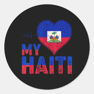 Haïtiaanse Vlag Dag Liefde Haïti Hart Haïtiaanse W Ronde Sticker