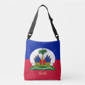 Haïtiaanse vlag en Haïtiaanse mode, winkelen en sp Crossbody Tas (Voorkant)