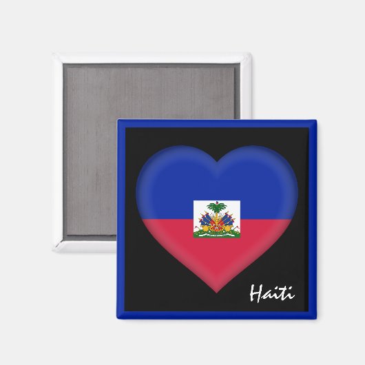 Haïtiaanse vlag en Heart Haïti vakantie/sport Magneet (Voorkant / Achterkant)