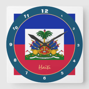 Haïtiaanse vlag en trendy Haïti-mode/ontwerpklok Vierkante Klok