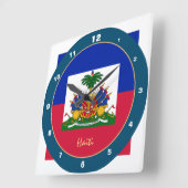 Haïtiaanse vlag en trendy Haïti-mode/ontwerpklok Vierkante Klok (Hoek)