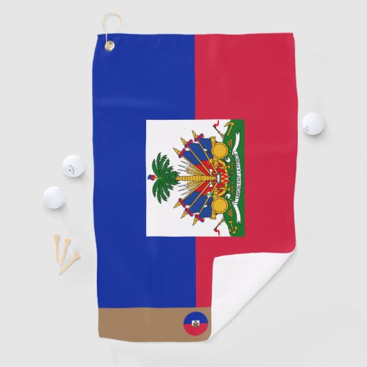 Haïtiaanse vlag & Haïti monogrammen Golfhanddoek (Insitu)