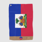 Haïtiaanse vlag & Haïti monogrammen Golfhanddoek (Voorkant)
