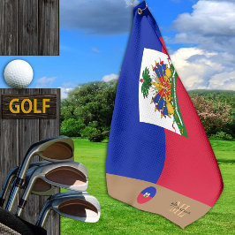 Haïtiaanse vlag & Haïti monogrammen Golfhanddoek