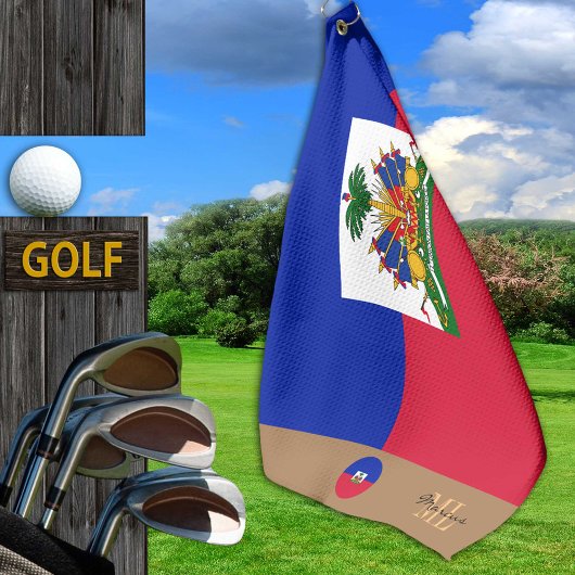 Haïtiaanse vlag & Haïti monogrammen Golfhanddoek