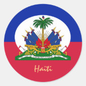 Haïtiaanse vlag & Haïtiaanse mode, feest / sport Ronde Sticker (Voorkant)
