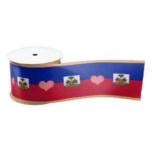 Haïtiaanse vlag & hart, liefde Haïti vakantie / sp Satijnen Lint