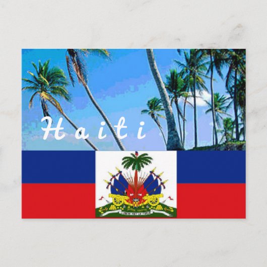 Haïtiaanse vlag met briefkaart van tropische palme (Voorkant)