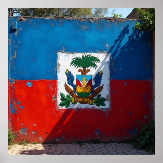 Haïtiaanse vlag muurkunst poster (Voorkant)