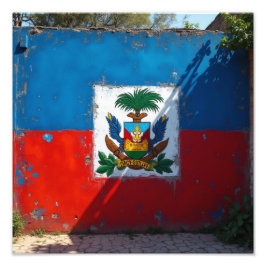 Haïtiaanse vlag muurkunst rood en blauw foto afdruk