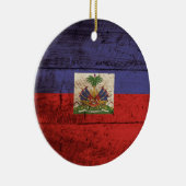 Haïtiaanse vlag op oude houten graan keramisch ornament (Rechts)