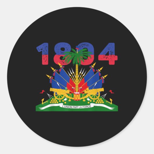 Haïtiaanse vlag Pride 1804 Onafhankelijkheidsdag H Ronde Sticker (Voorkant)