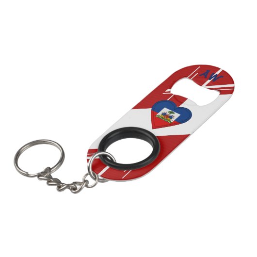 Haïtiaanse vlag sleutelhanger flessenopener (Voorkant Gekanteld)