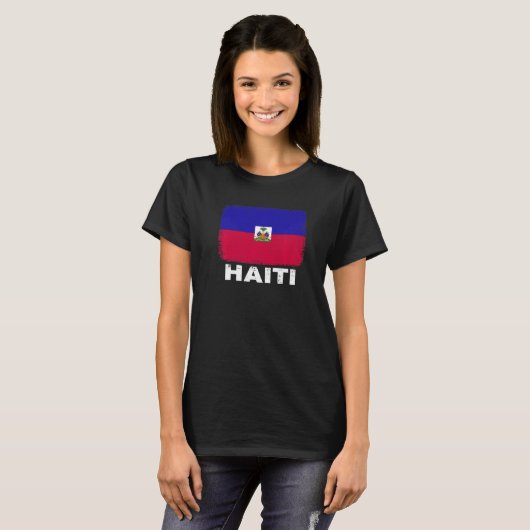 Haïtiaanse vlag steunt Haïtiaanse mensen Vrouwen M T-shirt (Voorkant volledig)
