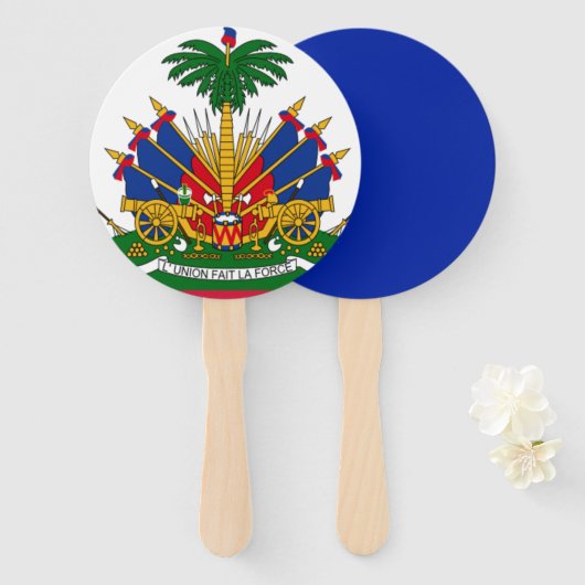 Haïtiaanse vlaggeenkat handwaaier (Voorkant en achterkant)