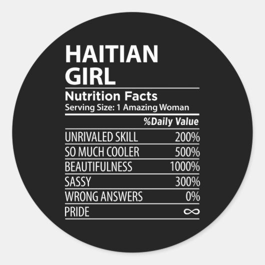 Haïtiaanse Voeding Feiten Haïti Ronde Sticker (Voorkant)