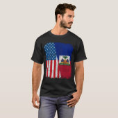 Haitian American Flag Half USA Haiti Root Proud T-shirt (Voorkant volledig)