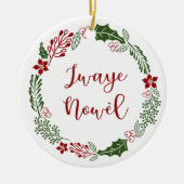 Haitian Creole Merry Kerstmis Wreath Jwaye Nowèl Keramisch Ornament (Voorkant)