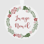 Haitian Creole Merry Kerstmis Wreath Jwaye Nowèl Ornament (achterkant)