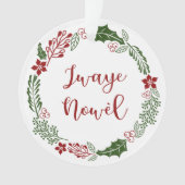 Haitian Creole Merry Kerstmis Wreath Jwaye Nowèl Ornament (voorkant)