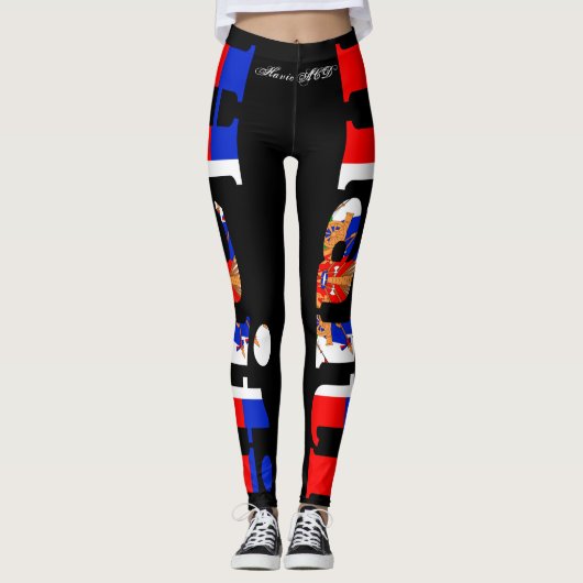 HAITIAN FLAG BLACK LEGINGS HAVIC ACD LEGGINGS (Voorkant)
