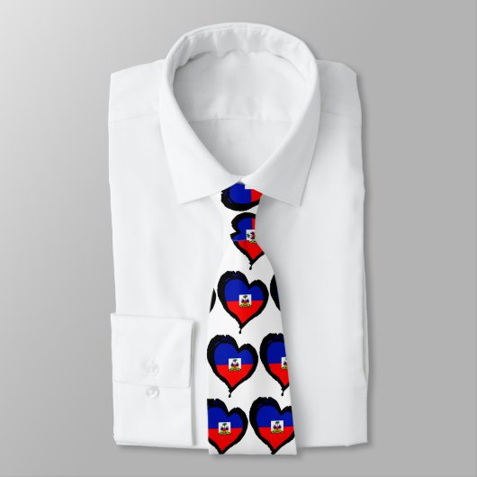 Haitian Flag Day Heart Stropdas (Gebonden)