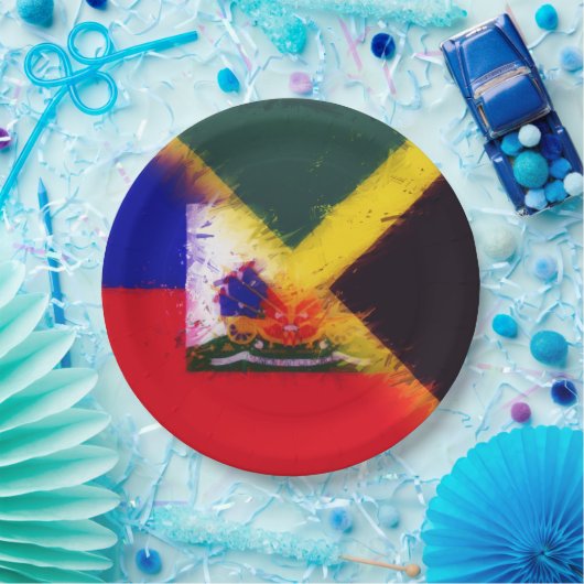 Haitian Jamaican Painted Flag | Haïti Jamaica Papieren Bordje (Feest)