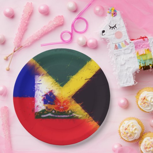 Haitian Jamaican Painted Flag | Haïti Jamaica Papieren Bordje (Feest)