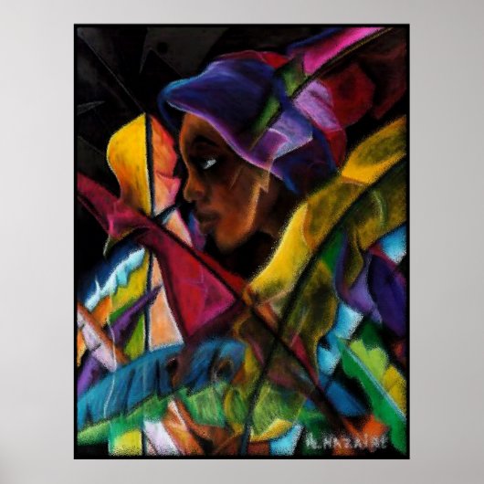 Haitienne en Vitraux III - en verre d'eau Poster (Voorkant)