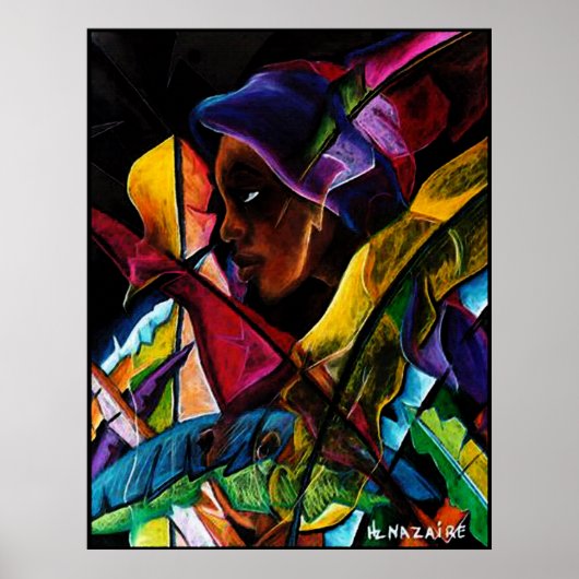 Haitienne en Vitraux IV - entoilage de pastel Poster (Voorkant)