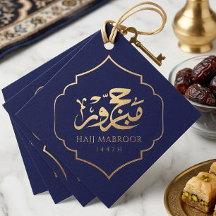 Hajj Mabroor Elegante Gouden Arabische Calligrafie Bedankjes Labels