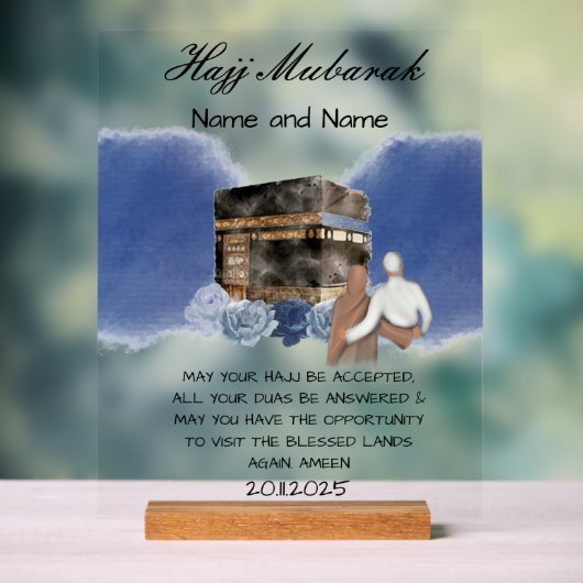 Hajj Mubarak acryl Bord (Neutraal)