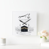 Hajj Mubarak Arabic Calligraphy Wall Art Vierkante Klok (Huis)