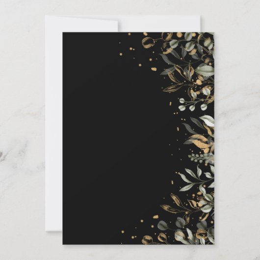 Hajj Mubarak met zwart met goud en groene bladeren Notitiekaartje (Achterkant)