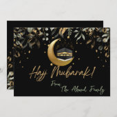 Hajj Mubarak met zwart met goud en groene bladeren Notitiekaartje (Voorkant / Achterkant)