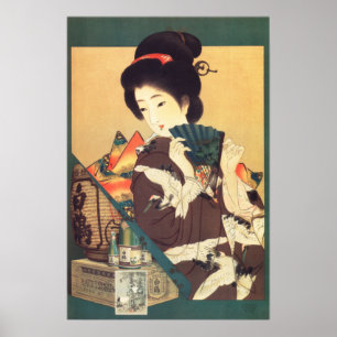HAJUTSURU SAKE Japan Geisha  Adverteren Poster