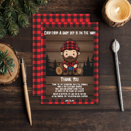 Hak Chop! Rustic Lumberjack Flannel Baby shower Bedankkaart