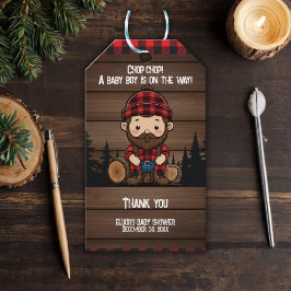 Hak Chop! Rustic Lumberjack Flannel Baby shower Cadeaulabel