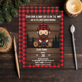 Hak Chop! Rustic Lumberjack Flannel Baby shower Kaart