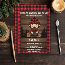 Hak Chop! Rustic Lumberjack Flannel Baby shower Kaart