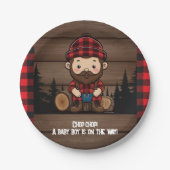 Hak Chop! Rustic Lumberjack Flannel Baby shower Papieren Bordje (Voorkant)